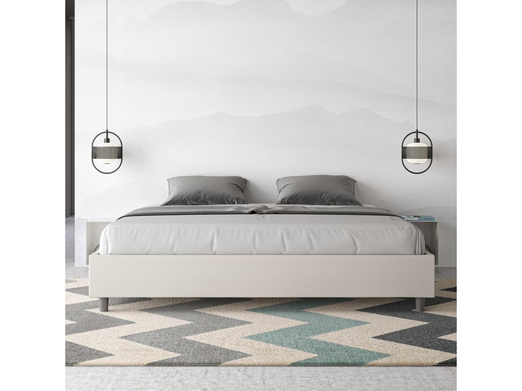 White Faux Leather Bed, 180 x 190 cm