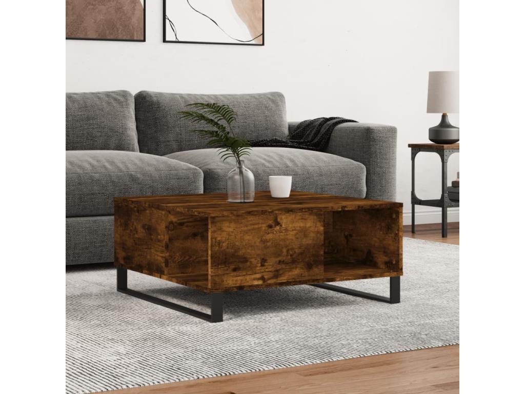 Brown Engineered Wood Coffee Table, 80 x 80 x 36.5 cm