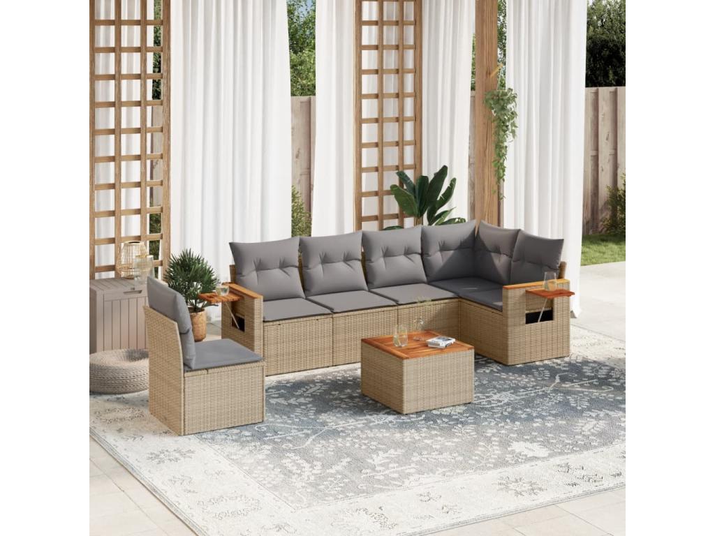 Beige Woven Resin Wicker Outdoor Furniture Set - dlz1766576180806