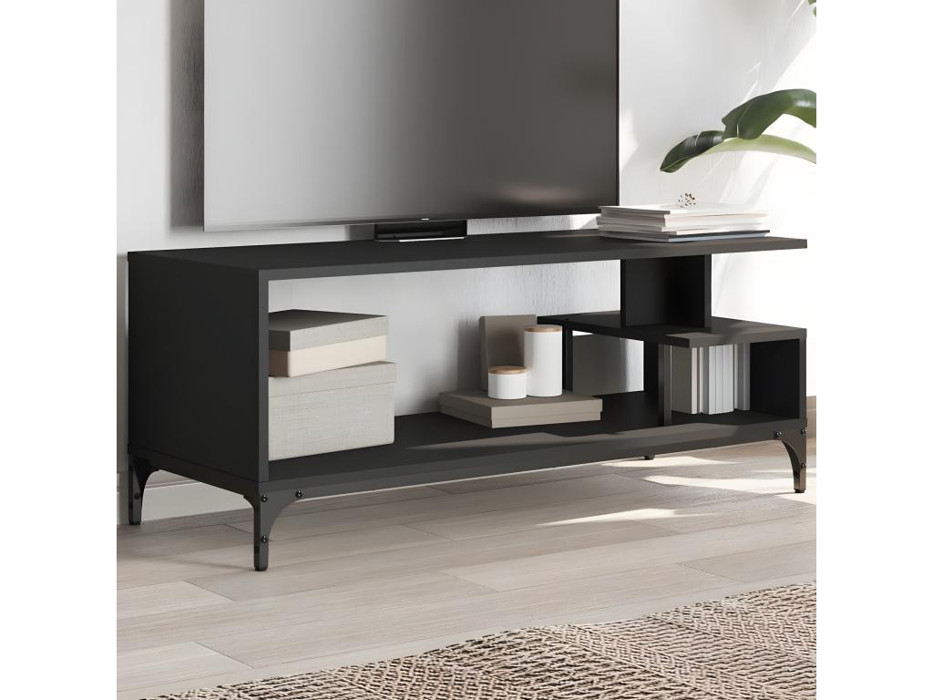 Black Engineered Wood TV Stand