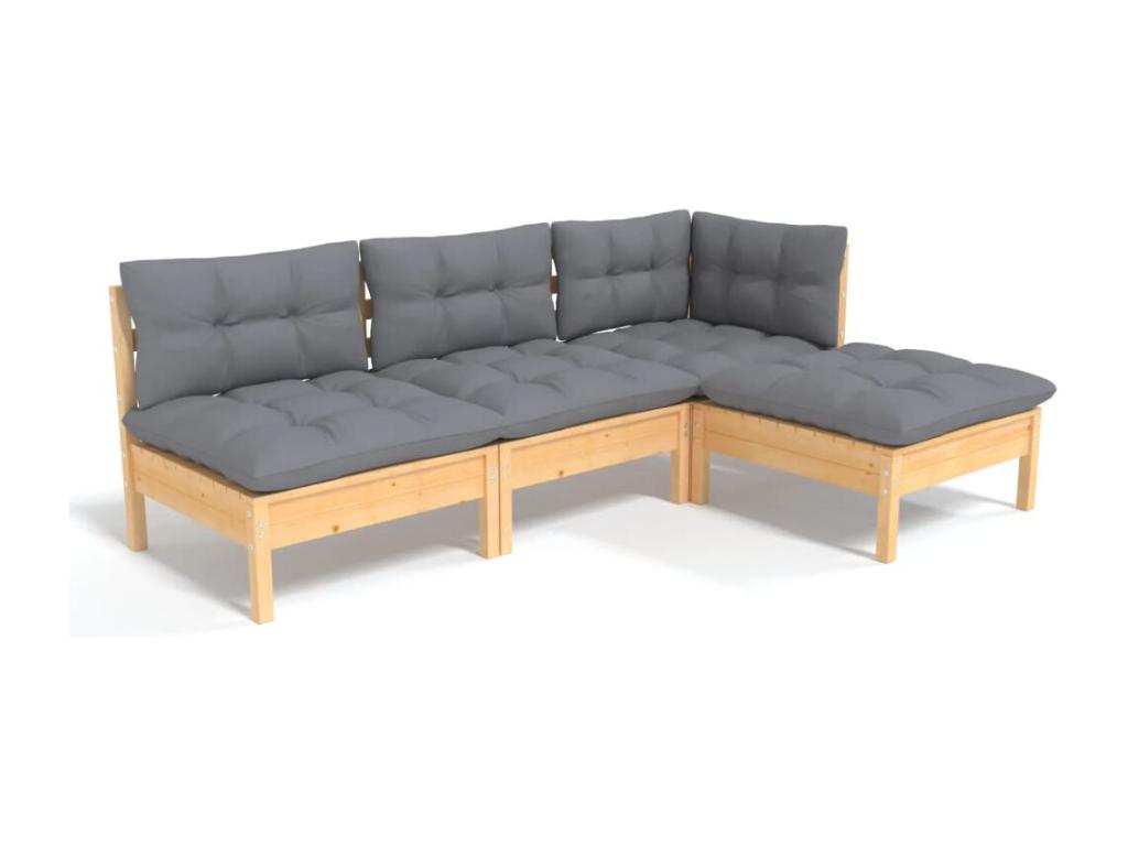 Gray Pine Wood Outdoor Furniture Set - dlz1766576445685