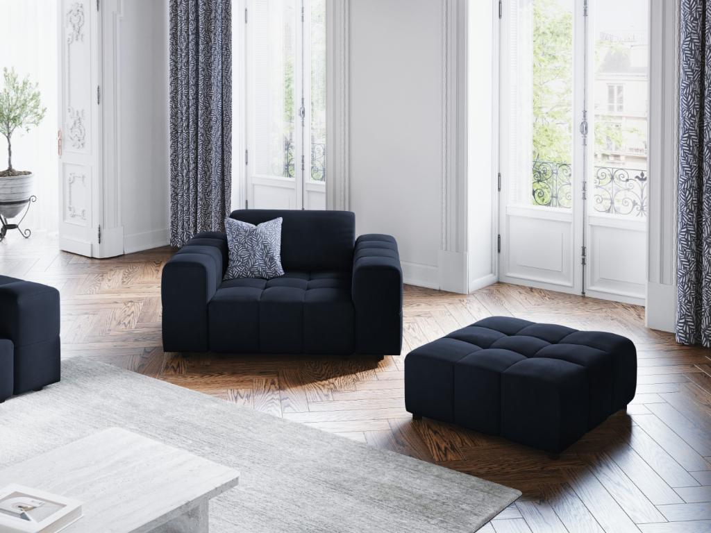 Blue Velvet Accent Chair, 124 x 102 x 70 cm