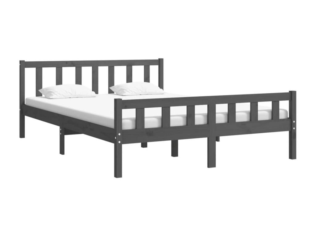 Gray Solid Wood Bed Frame, 150 x 200 cm