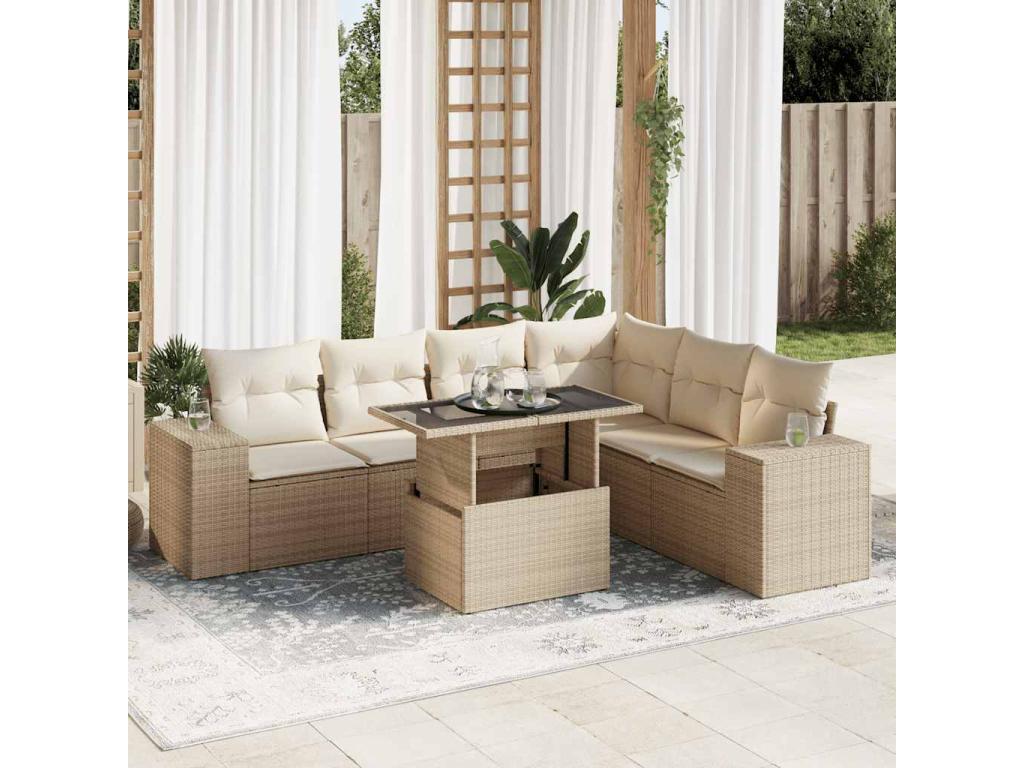 Beige Woven Resin Wicker Outdoor Furniture Set - dlz1766576222777