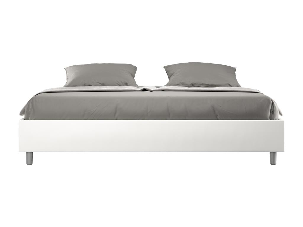 White Faux Leather Bed, 180 x 190 cm