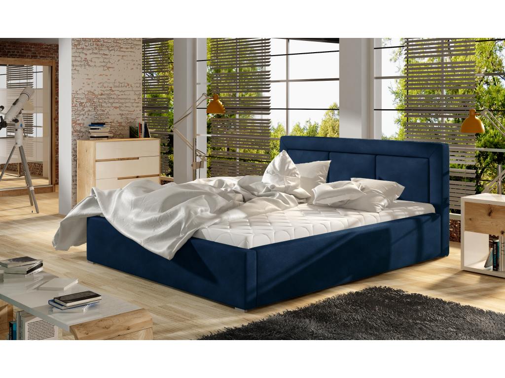 Blue Velvet Bed, 180 x 200 cm