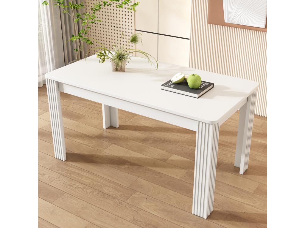 White Solid Wood Dining Table, 117 x 68 x 75 cm