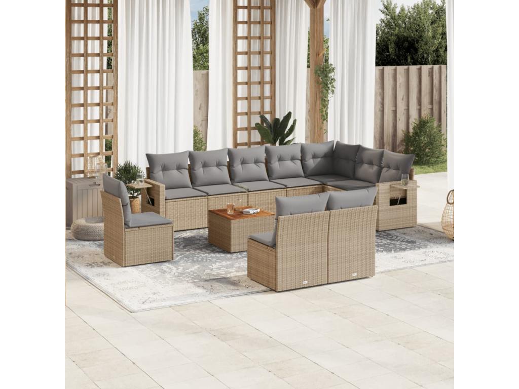 Beige Woven Resin Wicker Outdoor Furniture Set - dlz1766575955068