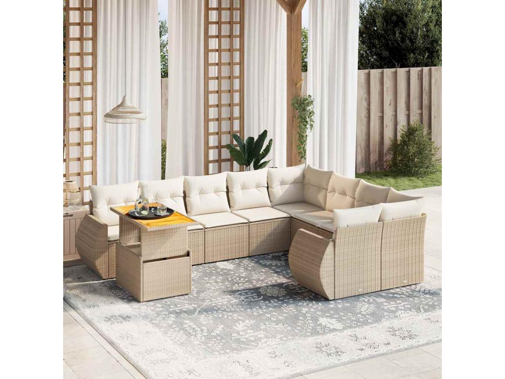 Beige Woven Resin Wicker Outdoor Furniture Set - dlz1766576354100
