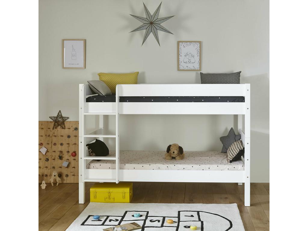 White Solid Wood Bed, 90 x 190 cm