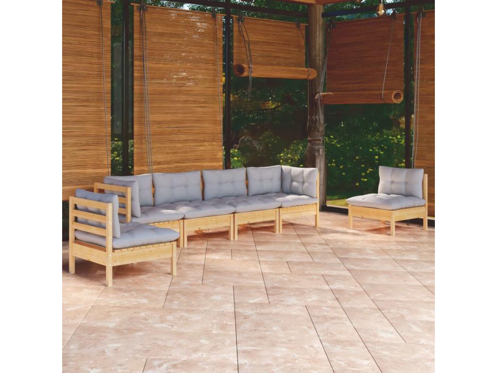 Gray Pine Wood Outdoor Furniture Set - dlz1766576210110