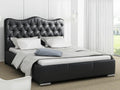 Black Leather Bed, 180 x 218 x 100 cm