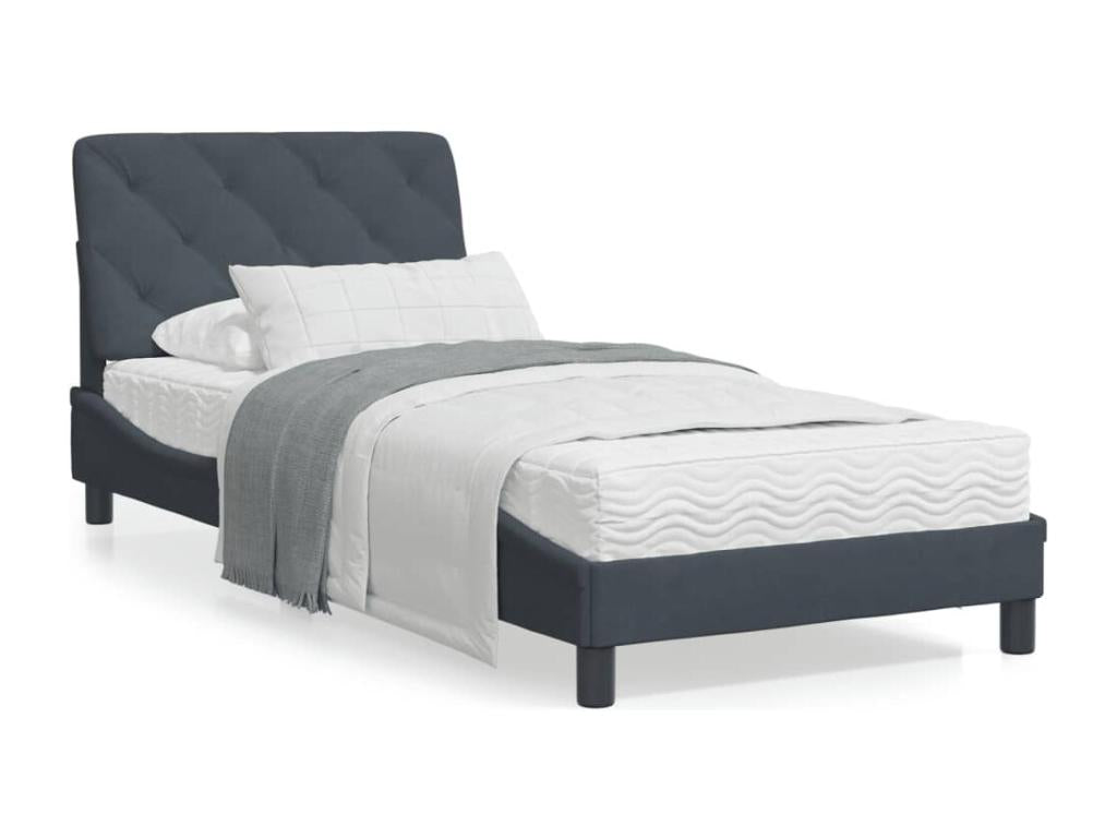 Gray Velvet Mattress, 90 x 190 cm