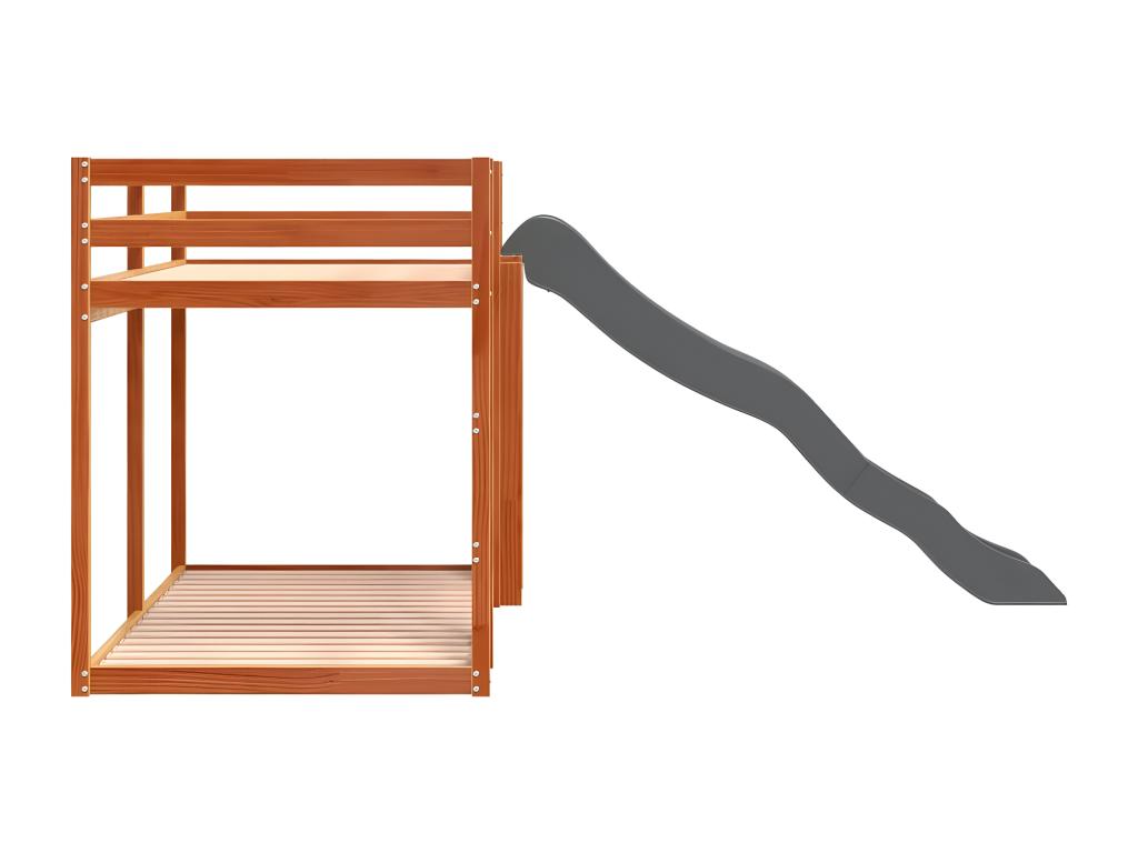 Brown Pine Wood Bed, 90 x 200 cm