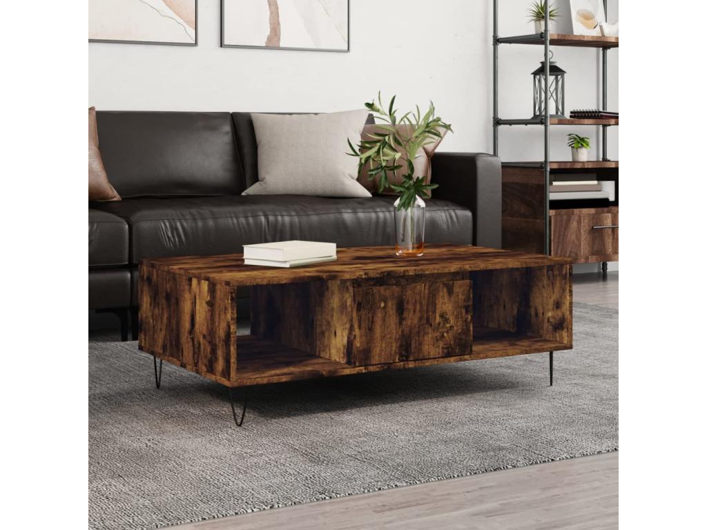 Brown Oak Wood Coffee Table, 104 x 60 x 35 cm
