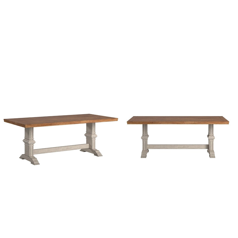 Ronda Two-Tone Rectangular Solid Wood Top Dining Table
