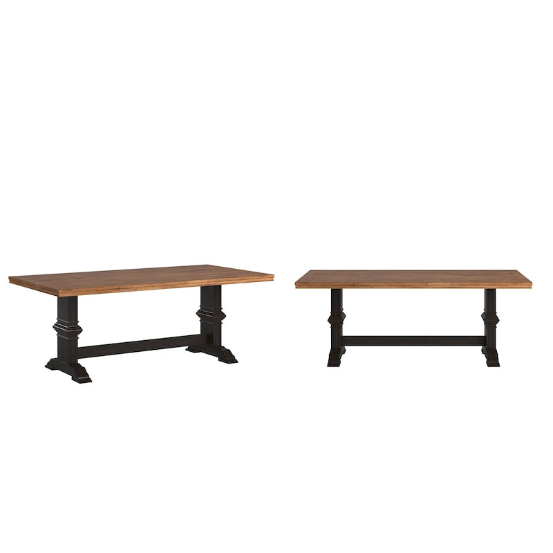 Ronda Two-Tone Rectangular Solid Wood Top Dining Table