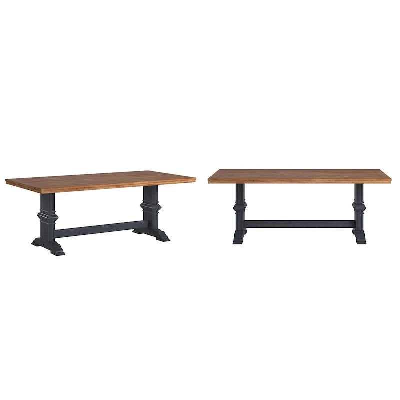 Ronda Two-Tone Rectangular Solid Wood Top Dining Table