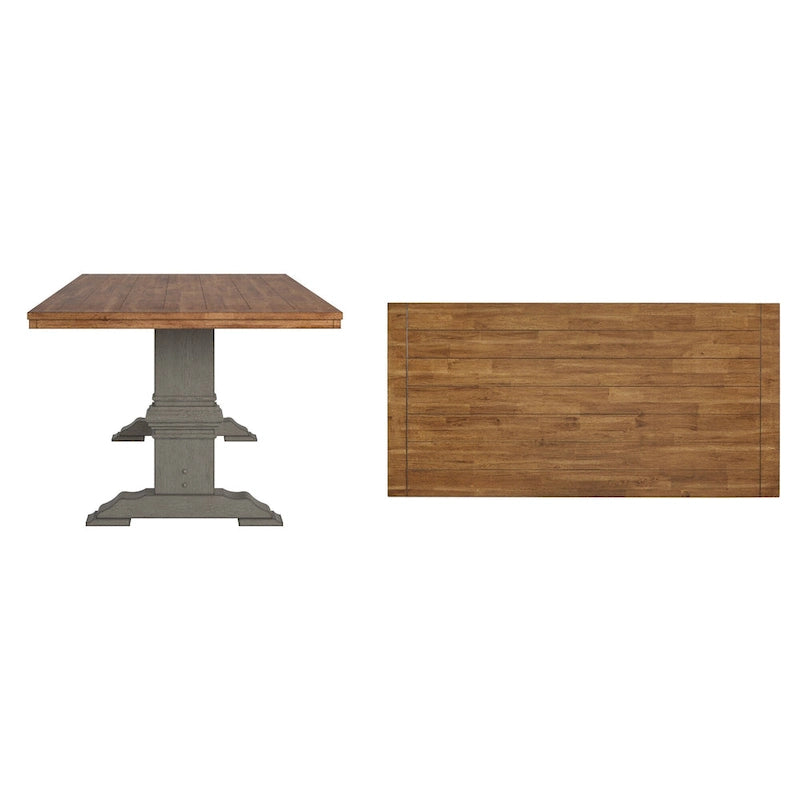 Ronda Two-Tone Rectangular Solid Wood Top Dining Table