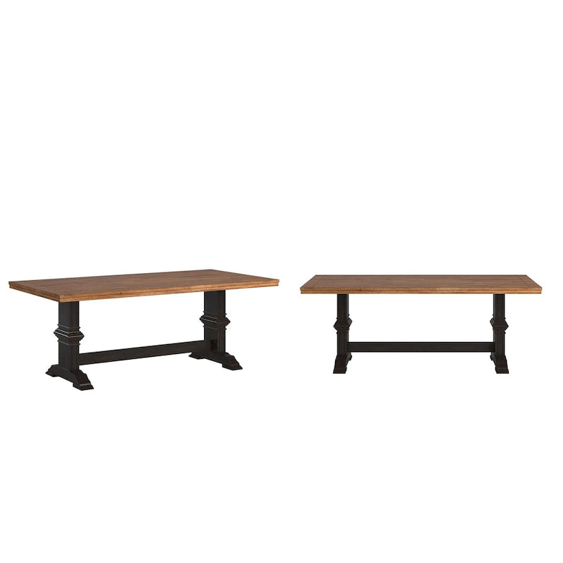 Ronda Two-Tone Rectangular Solid Wood Top Dining Table