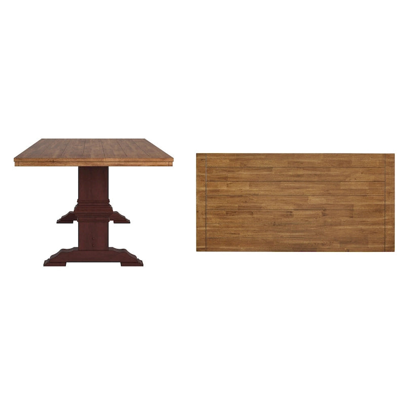 Ronda Two-Tone Rectangular Solid Wood Top Dining Table