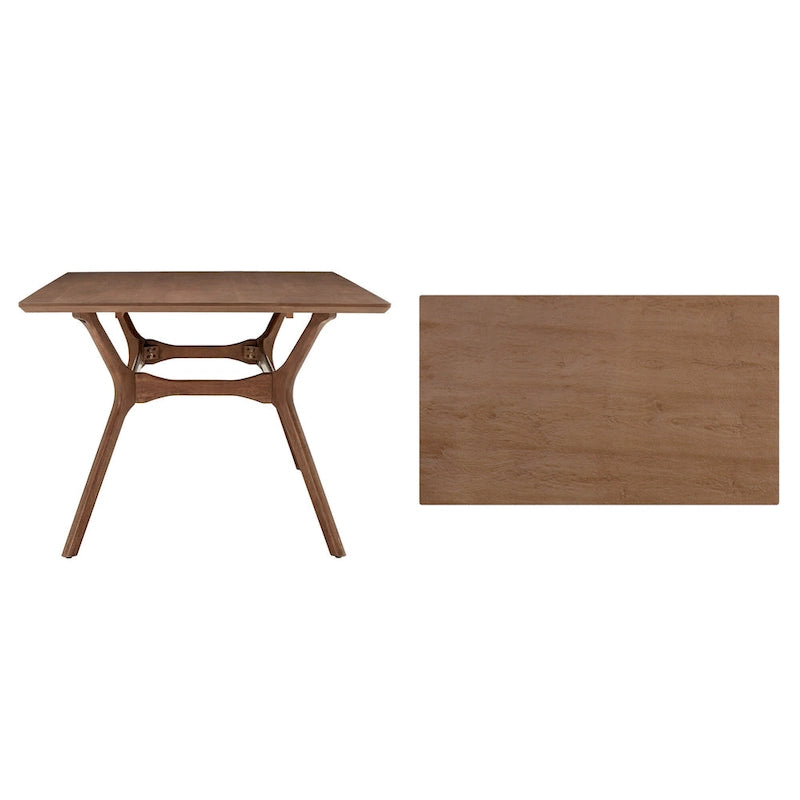 Sylvestria Mid-Century Walnut Finish Rectangular Dining Table