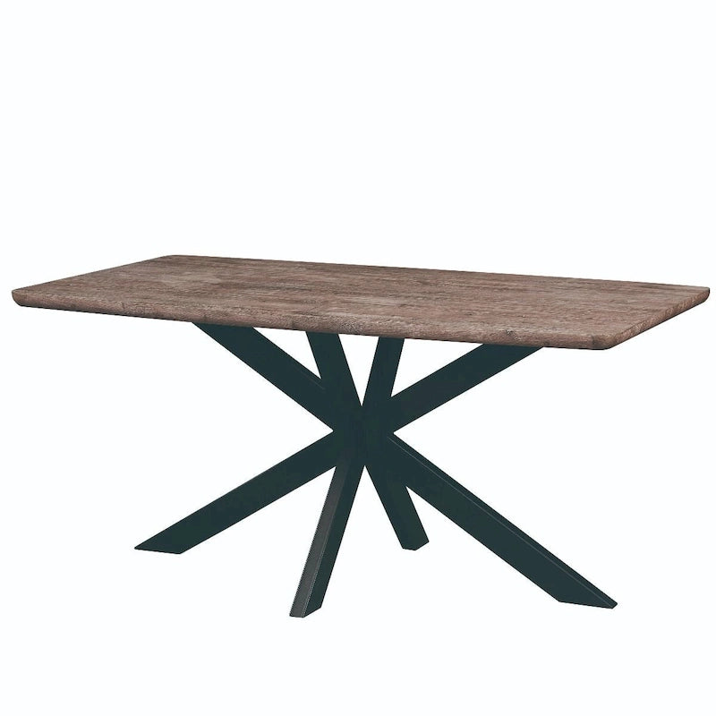 63  Rectangular Dining Table with MDF Tabletop & X-Cross Geometric Metal Base for Home Kitchen Dining Room