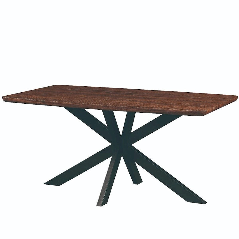 63  Rectangular Dining Table with MDF Tabletop & X-Cross Geometric Metal Base for Home Kitchen Dining Room