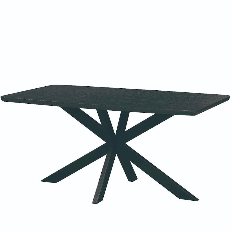63  Rectangular Dining Table with MDF Tabletop & X-Cross Geometric Metal Base for Home Kitchen Dining Room