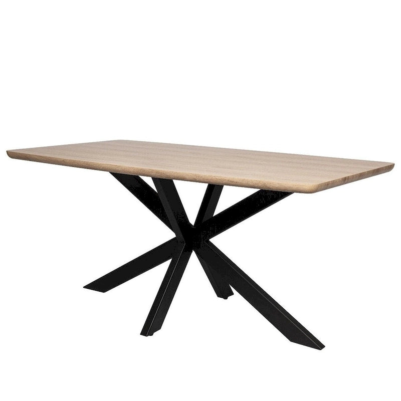 63  Rectangular Dining Table with MDF Tabletop & X-Cross Geometric Metal Base for Home Kitchen Dining Room