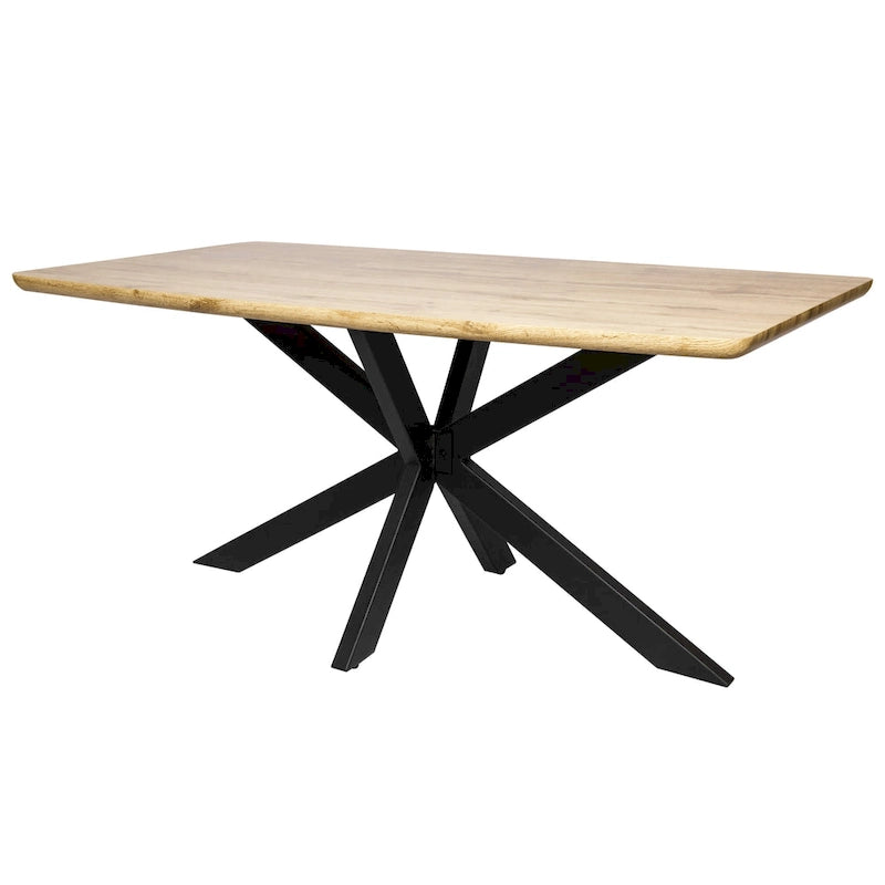 63  Rectangular Dining Table with MDF Tabletop & X-Cross Geometric Metal Base for Home Kitchen Dining Room