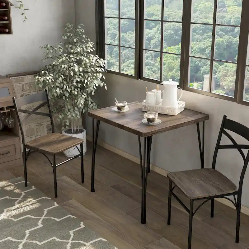 Zath Industrial Metal Compact 3-Piece Square Dining Table Set by Furniture of America