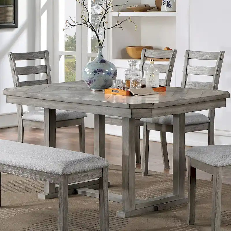 Bura Grey Diamond Wood Top 60-inch Dining Table by Furniture of America