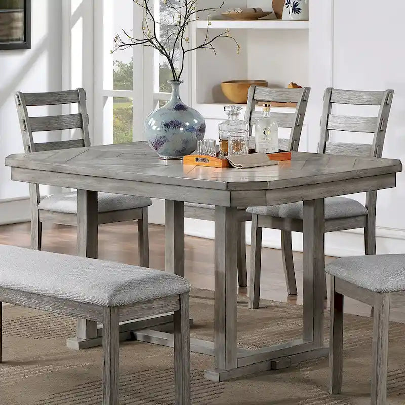 Bura Grey Diamond Wood Top 60-inch Dining Table by Furniture of America