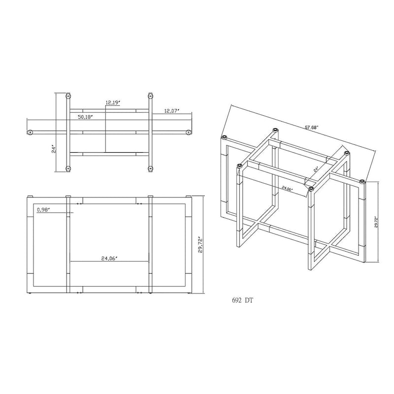 Somette Amanda 72  Dining Table with Floating Acrylic Base - 42 x 72