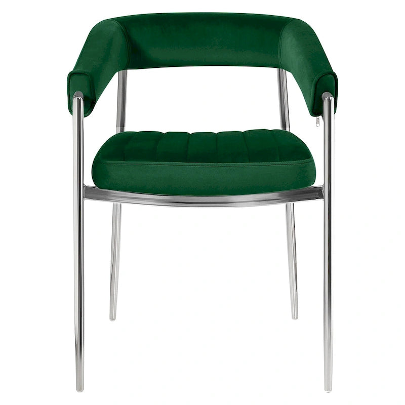 Velvet Dining Chair Arm Chair with Chrome Metal Legs