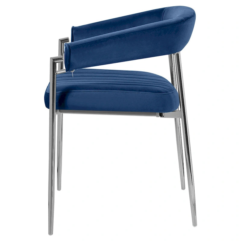 Velvet Dining Chair Arm Chair with Chrome Metal Legs