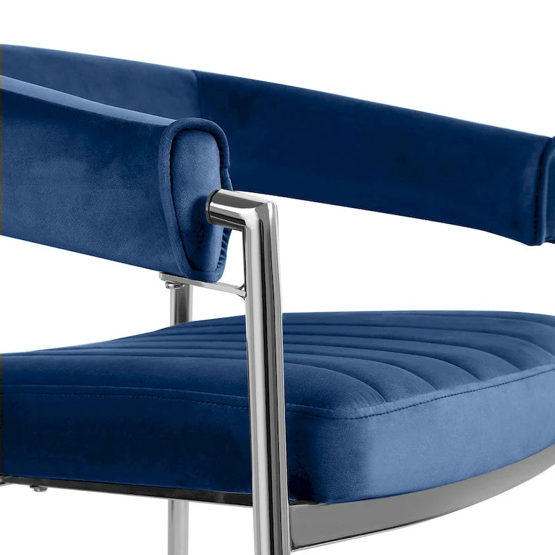 Velvet Dining Chair Arm Chair with Chrome Metal Legs