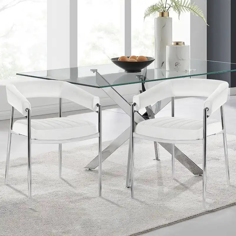 Velvet Dining Chair Arm Chair with Chrome Metal Legs