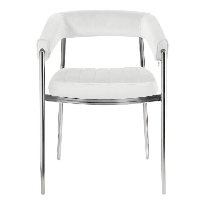 Velvet Dining Chair Arm Chair with Chrome Metal Legs