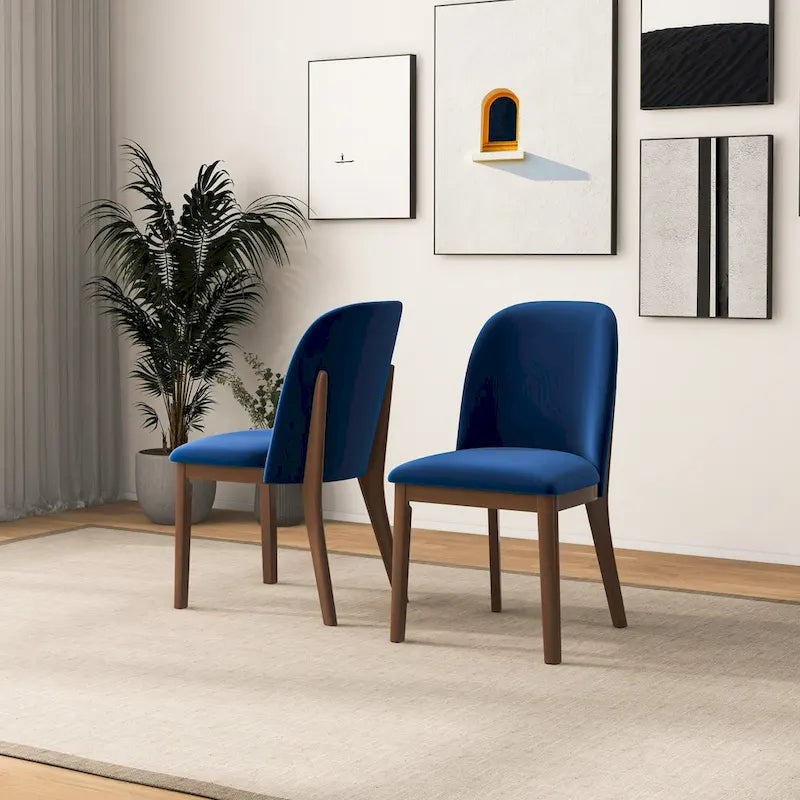 Bellar Mid Century Modern Linen/Velvet Dining Chair (Set of 2)