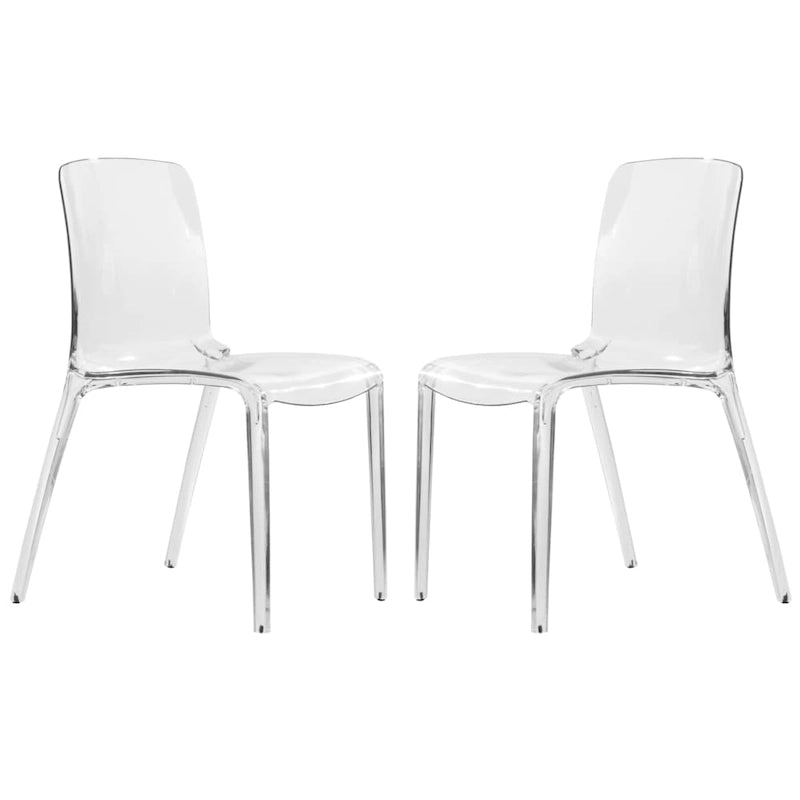 Stackable Acrylic Minimalist Plastic Dining Chair Modern Full Back Transparent Accent Side Chair for Kitchen Set of 2