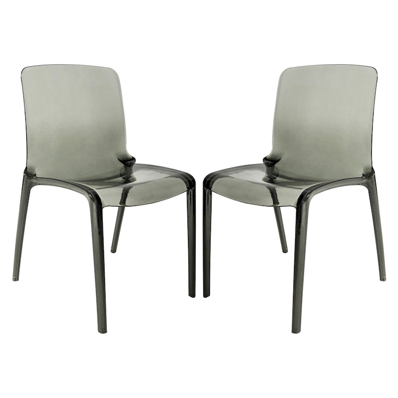 Stackable Acrylic Minimalist Plastic Dining Chair Modern Full Back Transparent Accent Side Chair for Kitchen Set of 2