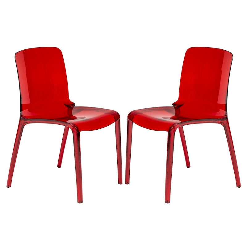 Stackable Acrylic Minimalist Plastic Dining Chair Modern Full Back Transparent Accent Side Chair for Kitchen Set of 2