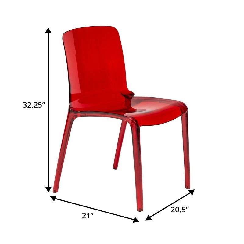 Stackable Acrylic Minimalist Plastic Dining Chair Modern Full Back Transparent Accent Side Chair for Kitchen Set of 2