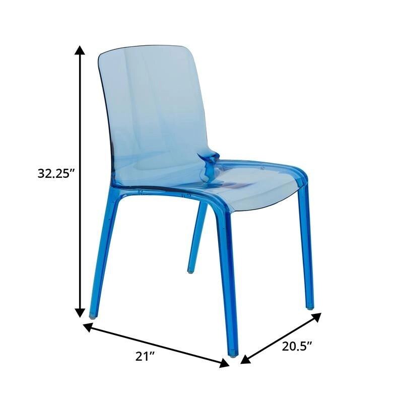 Stackable Acrylic Minimalist Plastic Dining Chair Modern Full Back Transparent Accent Side Chair for Kitchen Set of 2