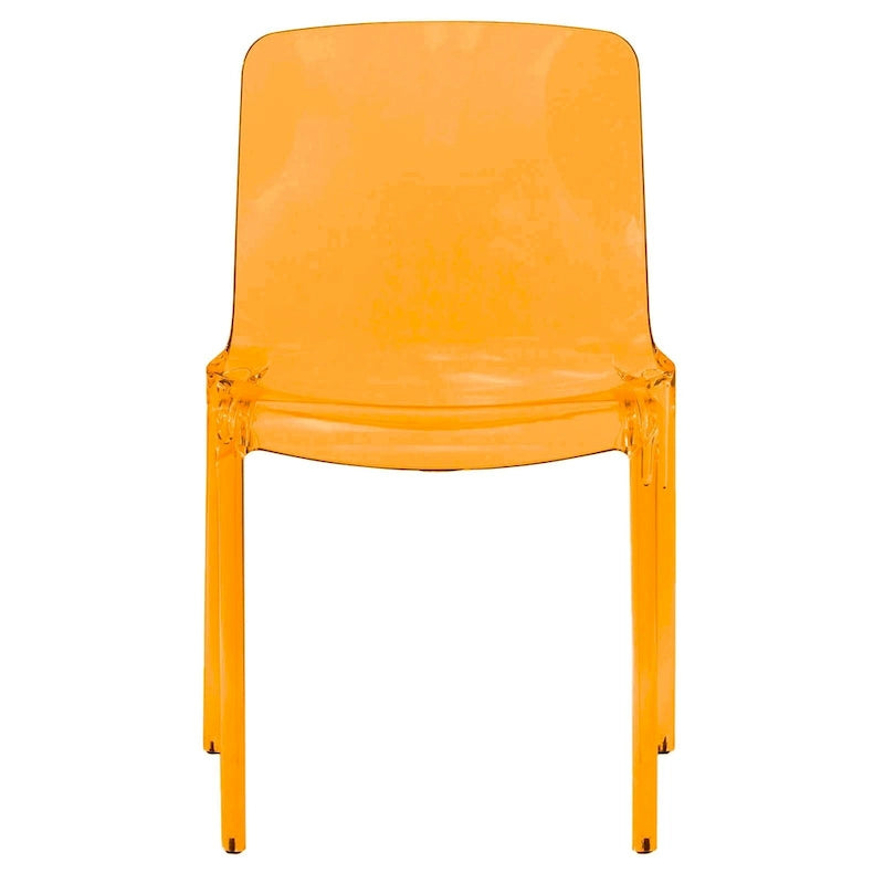 Stackable Acrylic Minimalist Plastic Dining Chair Modern Full Back Transparent Accent Side Chair for Kitchen Set of 2