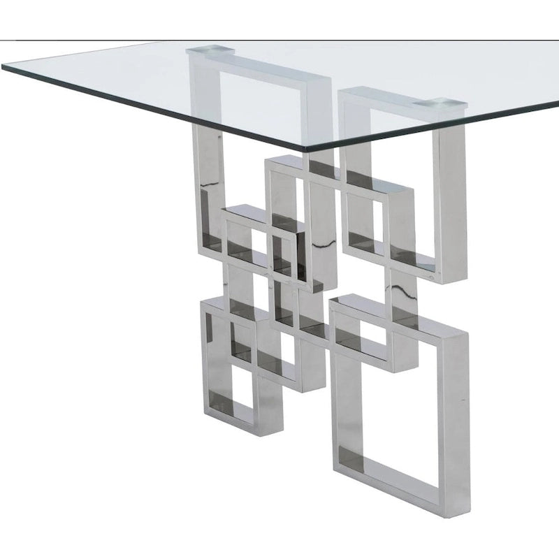 Best Quality Furniture 7-Piece Stainless Steel Nailhead Trim Dining Set