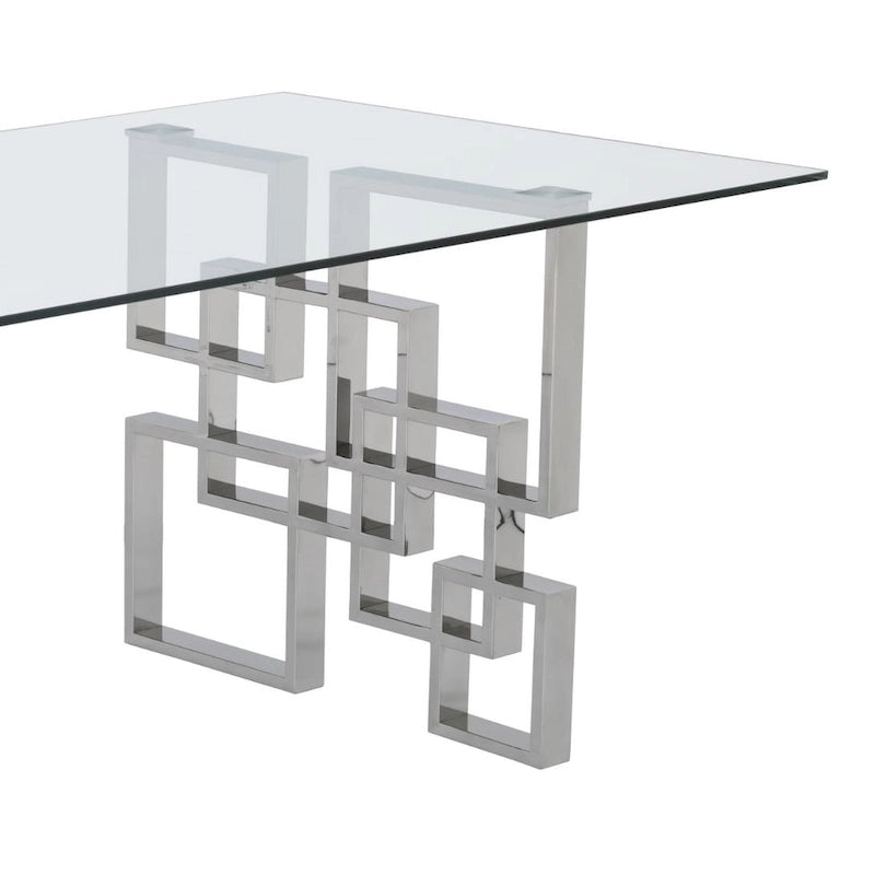 Best Quality Furniture 7-Piece Stainless Steel Nailhead Trim Dining Set