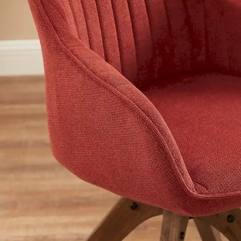 Art Leon Set of 2 Mid-century Swivel Dining Chairs with Wood Legs